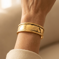 Gold Distressed Minimalist Open Cuff Bracelet