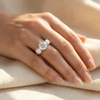 Silver Round Cubic Zirconia Three Stone Ring