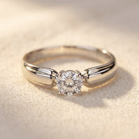 Classic Silver Round Solitaire Diamond Ring