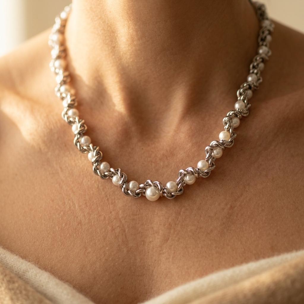 Hip Hop Pearl Chunky Chain Necklace