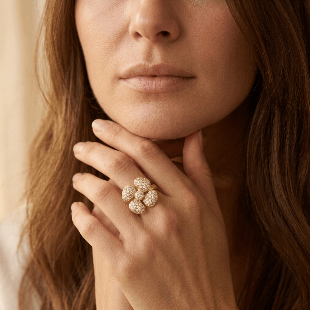 Elegant 18K Gold Plated Encrusted Ring