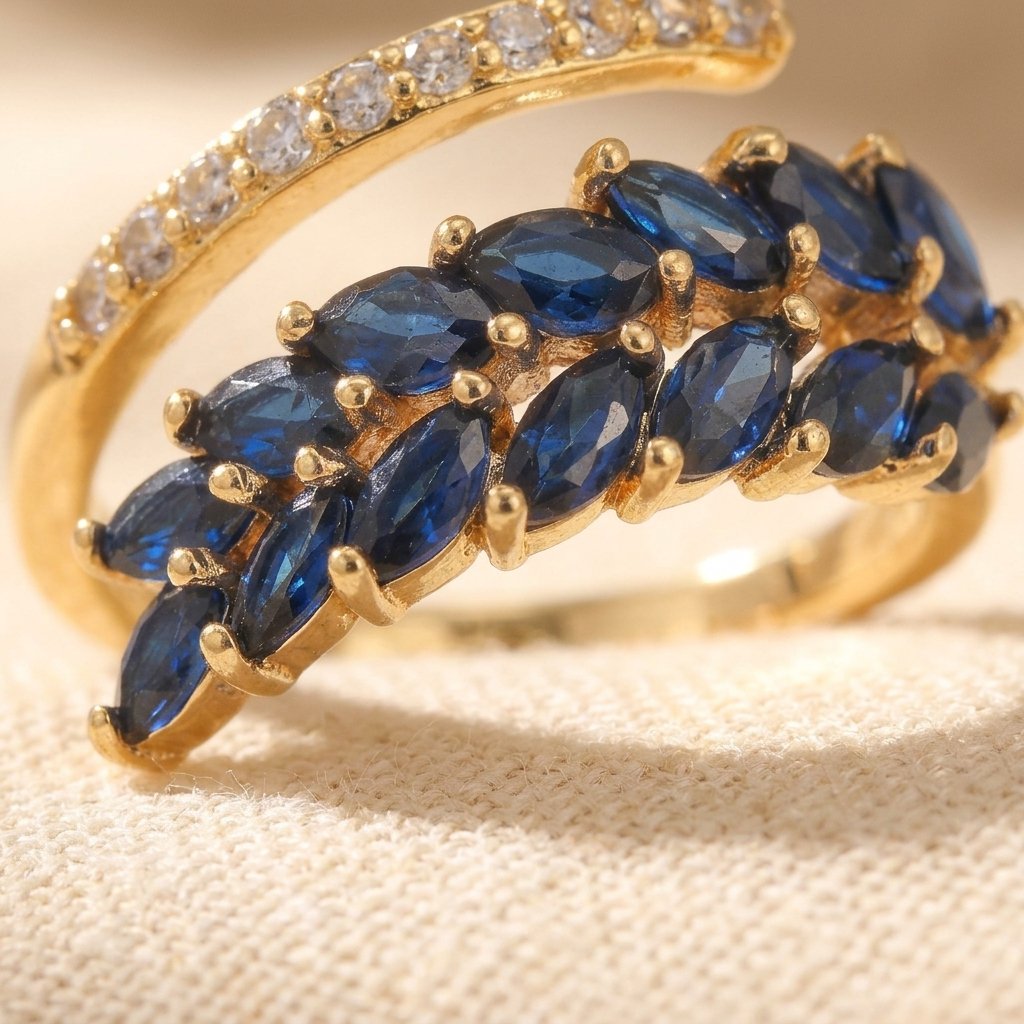 Gold Blue Sapphire Marquise Ring