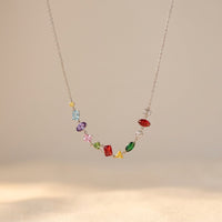 Rainbow Multicolor Cubic Zirconia Pendant Necklace