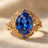 Vintage Gold Filigree Blue Sapphire Ring