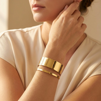Gold Stainless Steel Textured Cuff Bracelet