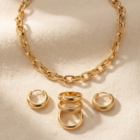 Gold Textured Chunky Ring Set