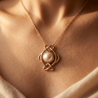 Gold Pearl Infinity Knot Pendant Necklace