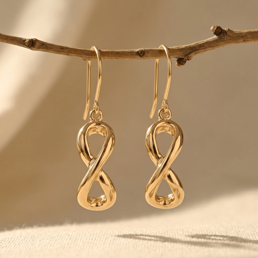 Gold Infinity Twist Drop Earrings