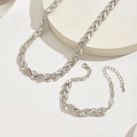 Silver Leaf Chain Necklace & Bracelet Set