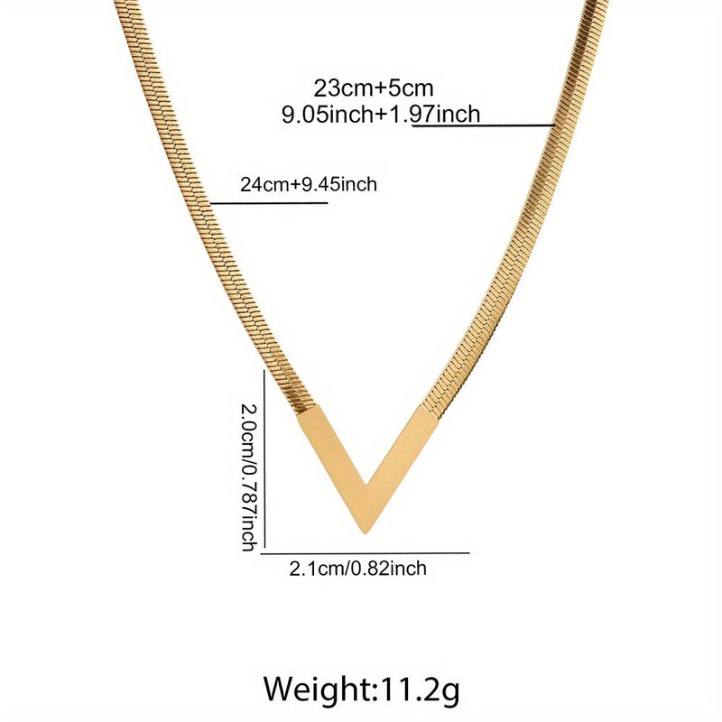Sleek Minimalist Chain V-Shaped Pendant Necklace