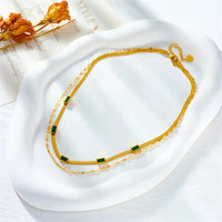 Sorella Gem Double-Layer Retro Necklace | Gold