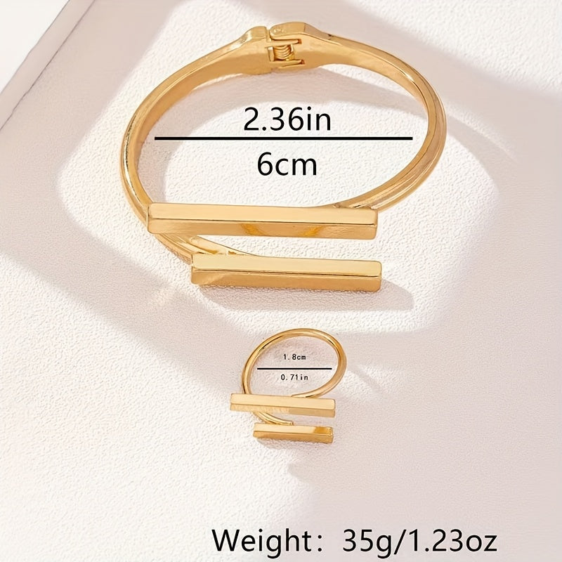 Stylish Geometric Adjustable Bracelet Rings Set