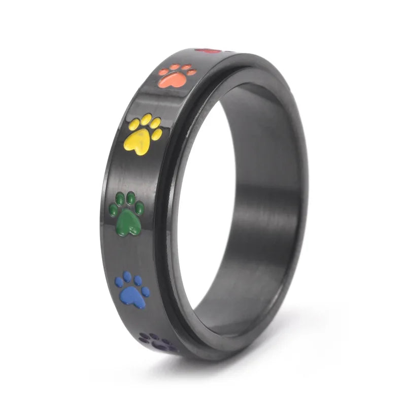 Thea - Rotatable anti-stress ring with rainbow paws