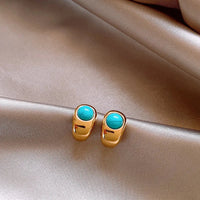 Timeless Turquoise Curved Copper Earrings