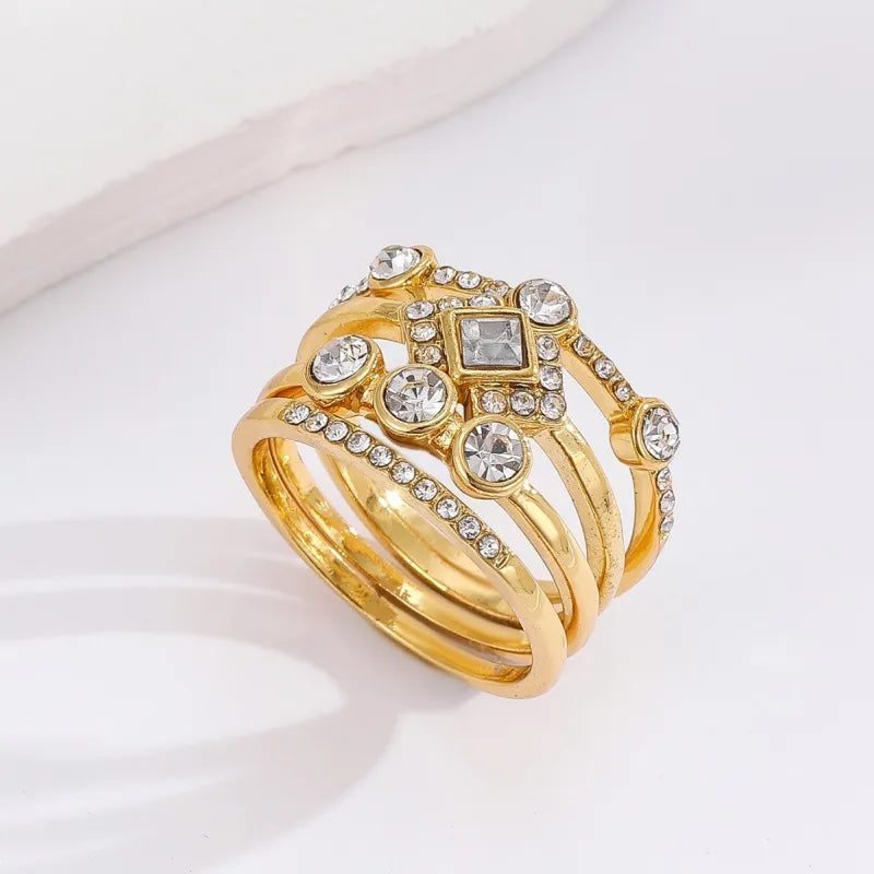 Vintage Art Deco Inspired Gold Plated Stackable Ring Set
