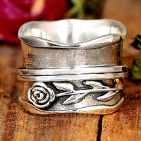Vintage Bohemian Silver Flower Ring