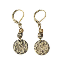Vintage Bronze Leverback Coin Drop Earrings