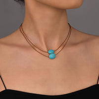 Vintage Double Layer Turquoise Beaded Necklace
