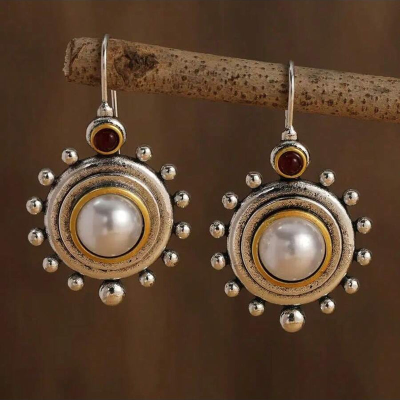 Vintage Geometric Baroque Style Silver Plated Earrings