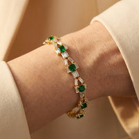 Vintage Gold Emerald Baguette Tennis Bracelet