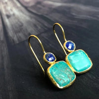 Vintage Gold Ornate Turquoise Earrings