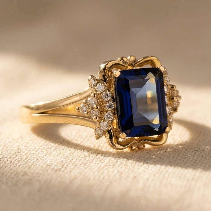Vintage Gold Sapphire Filigree Ring