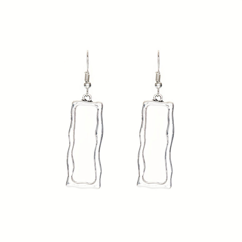 Vintage Gothic Hollow Geometric Long Bar Pendant Earrings