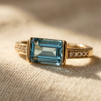 Vintage Green Beryl Gold-Tone Finish Stainless Steel ring