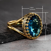 Vintage Inspired Oval Zirconia Inlay Gold Plated Ring