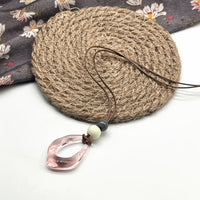 Vintage Irregular Shaped Teardrop Resin Pendant Necklace