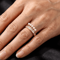 Vintage Open Zirconia & Pearl Ring