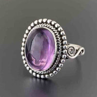Vintage Oval Purple Zirconia Filigree Cocktail Ring