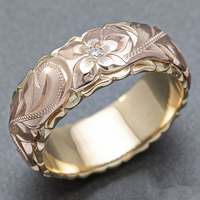 Vintage Rose Flower Style Gold Plated Ring