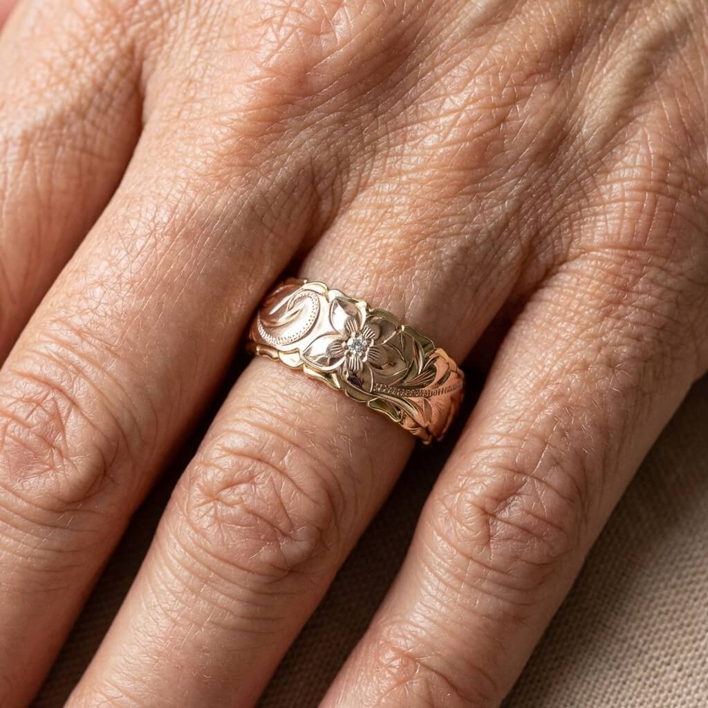 Vintage Rose Flower Style Gold Plated Ring