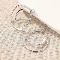 Vintage Simple Patchwork Piercing Silver Plated Earrings