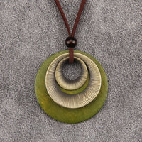 Vintage Style Layered Zinc Alloy Disc Long Pendant Necklace