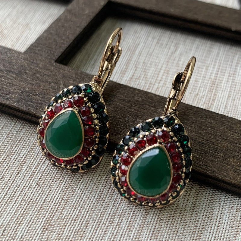 Vintage Teardrop Turquoise Halo Drop Earrings