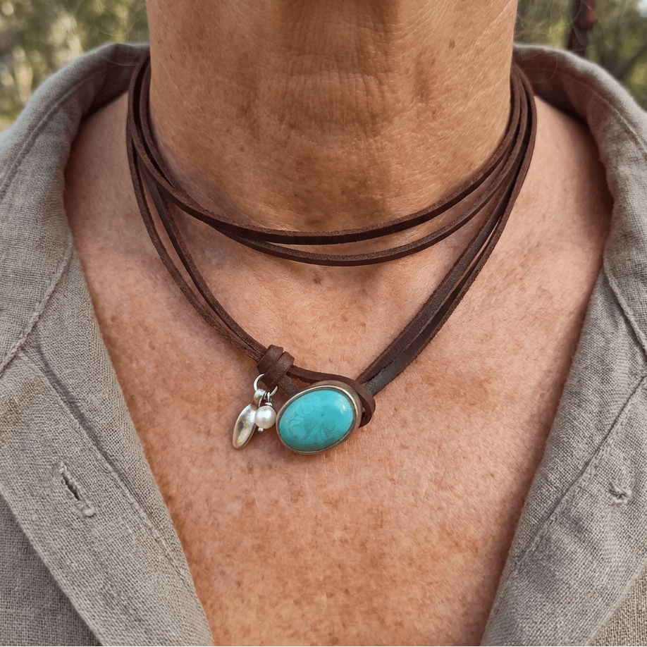 Vintage Turquoise Pearl Multi Layered Necklace