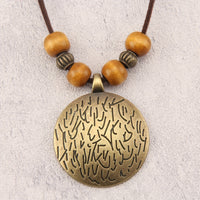 Vintage Twelve Constellations Wooden Beaded Pendant Necklace