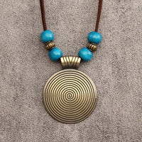 Vintage Twelve Constellations Wooden Beaded Pendant Necklace