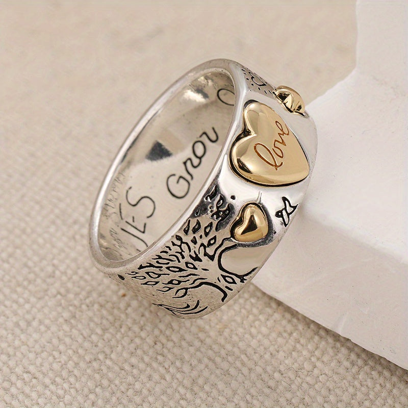 Vintage Two Tone Love Message Statement Band Ring
