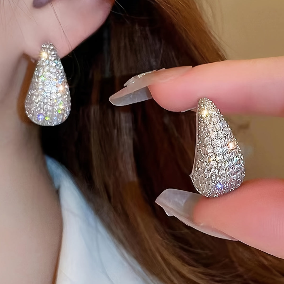 Vintage Water Drop Zirconia Stud Earring